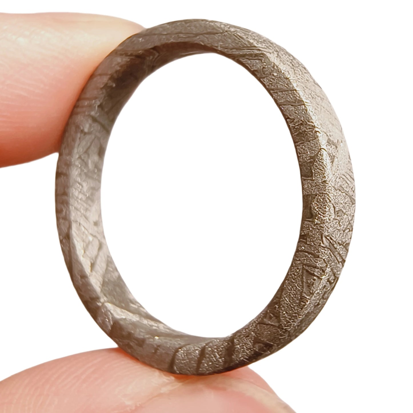 Muonionalusta Meteorite Ring, Natural Iron Meteorite, Handmade Jewelry (C)