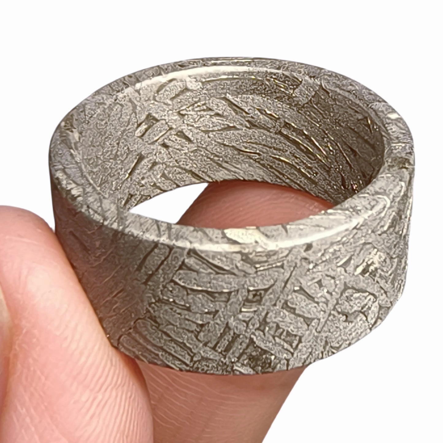 Muonionalusta Meteorite Lovers Ring, Natural Iron Meteorite, Handmade Wedding Ring (J)