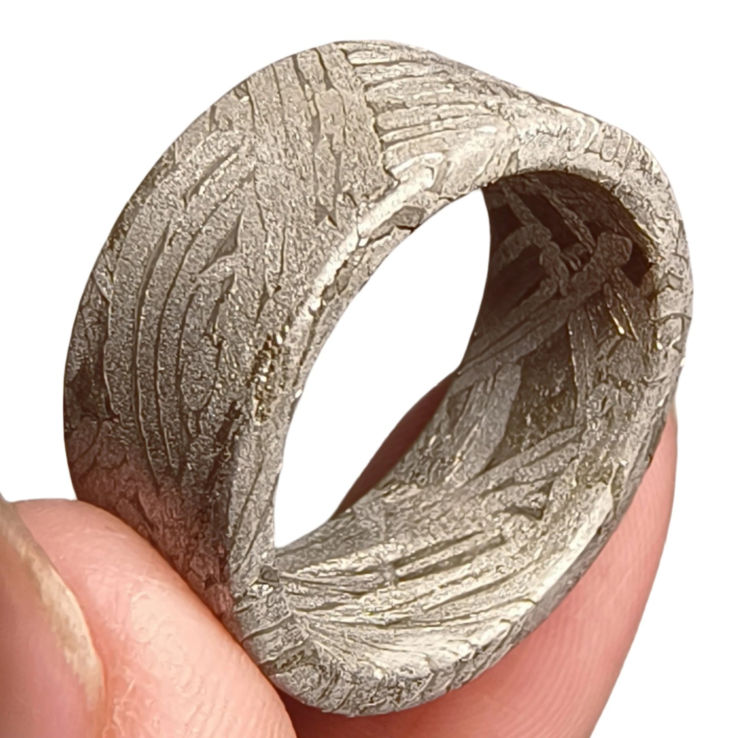 Muonionalusta Meteorite Lovers Ring, Natural Iron Meteorite, Handmade Wedding Ring (J)