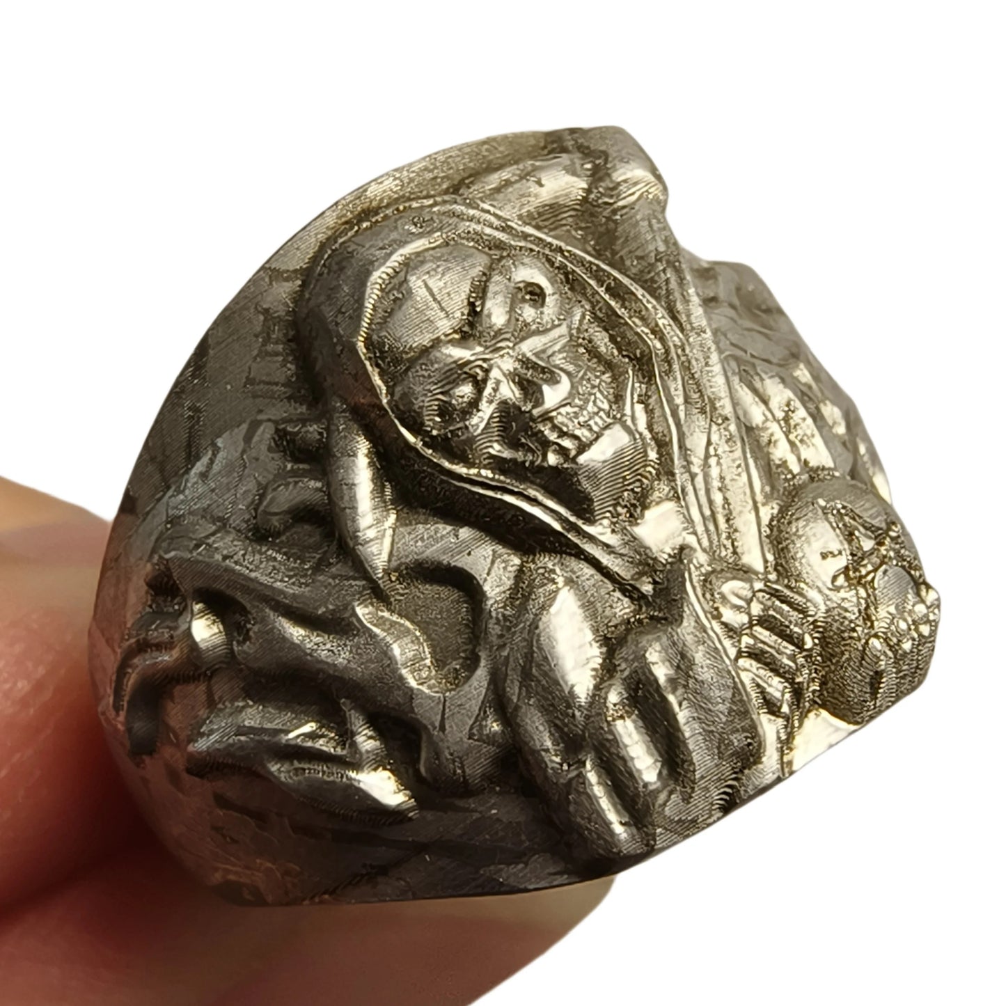 Muonionalusta Meteorite Ring Natural Iron Meteorite Pendant Handmade Carving Craft Jewelry Ring-L