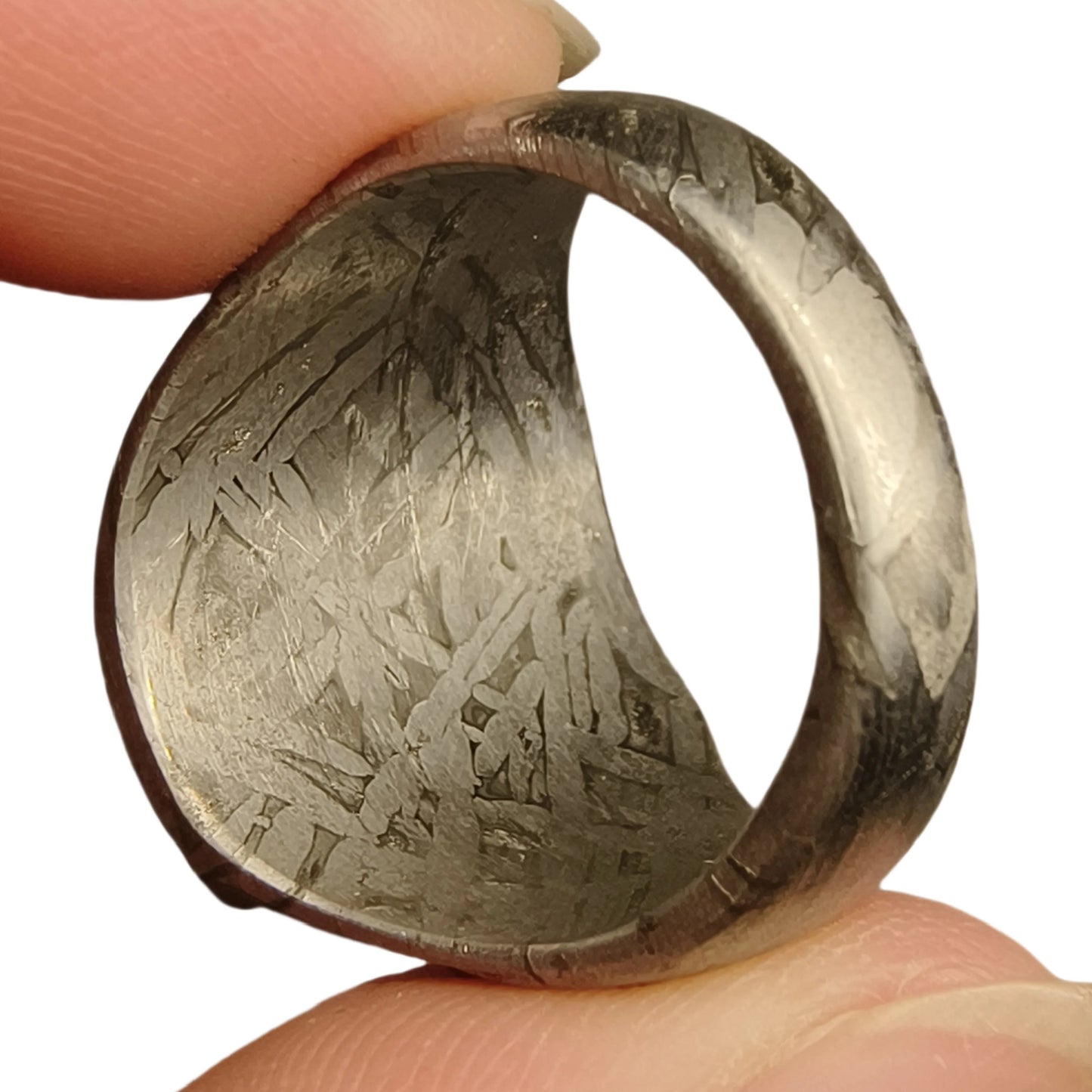 Muonionalusta Meteorite Ring Natural Iron Meteorite Pendant Handmade Carving Craft Jewelry Ring-L