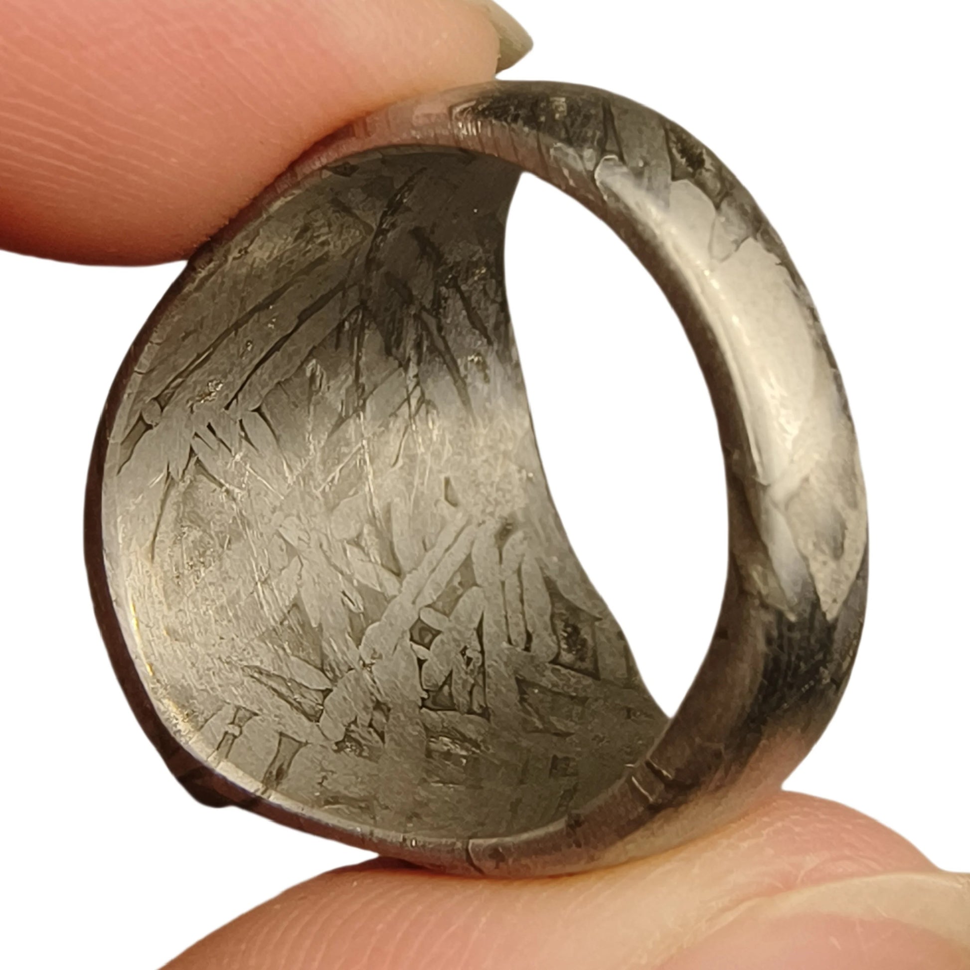 Muonionalusta Meteorite Ring Natural Iron Meteorite Pendant Handmade Carving Craft Jewelry Ring-L
