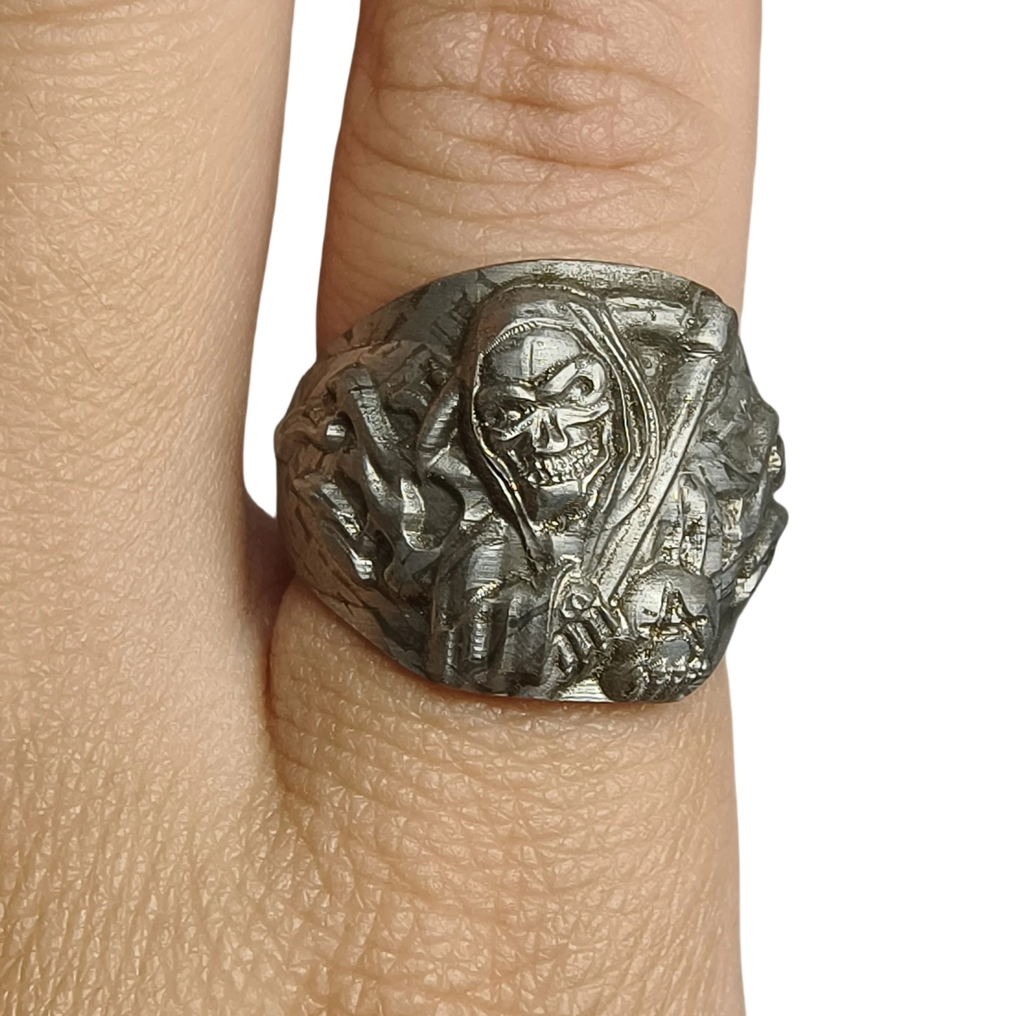 Muonionalusta Meteorite Ring Natural Iron Meteorite Pendant Handmade Carving Craft Jewelry Ring-L