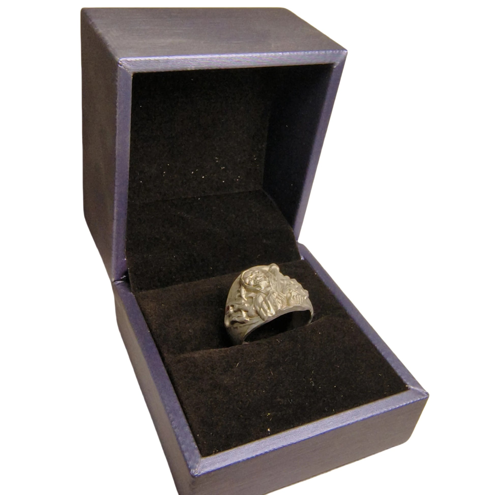 Muonionalusta Meteorite Ring Natural Iron Meteorite Pendant Handmade Carving Craft Jewelry Ring-L