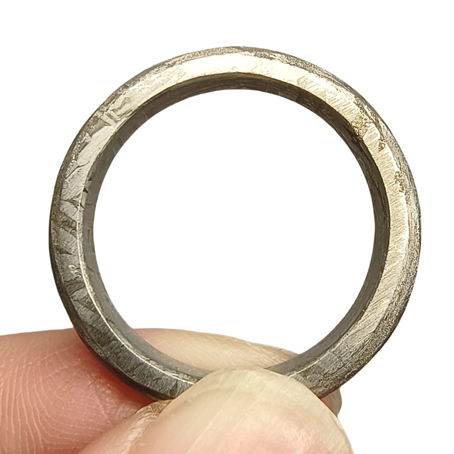 Muonionalusta Meteorite Ring, Natural Iron Meteorite, Handmade Carving Craft Jewelry (S)