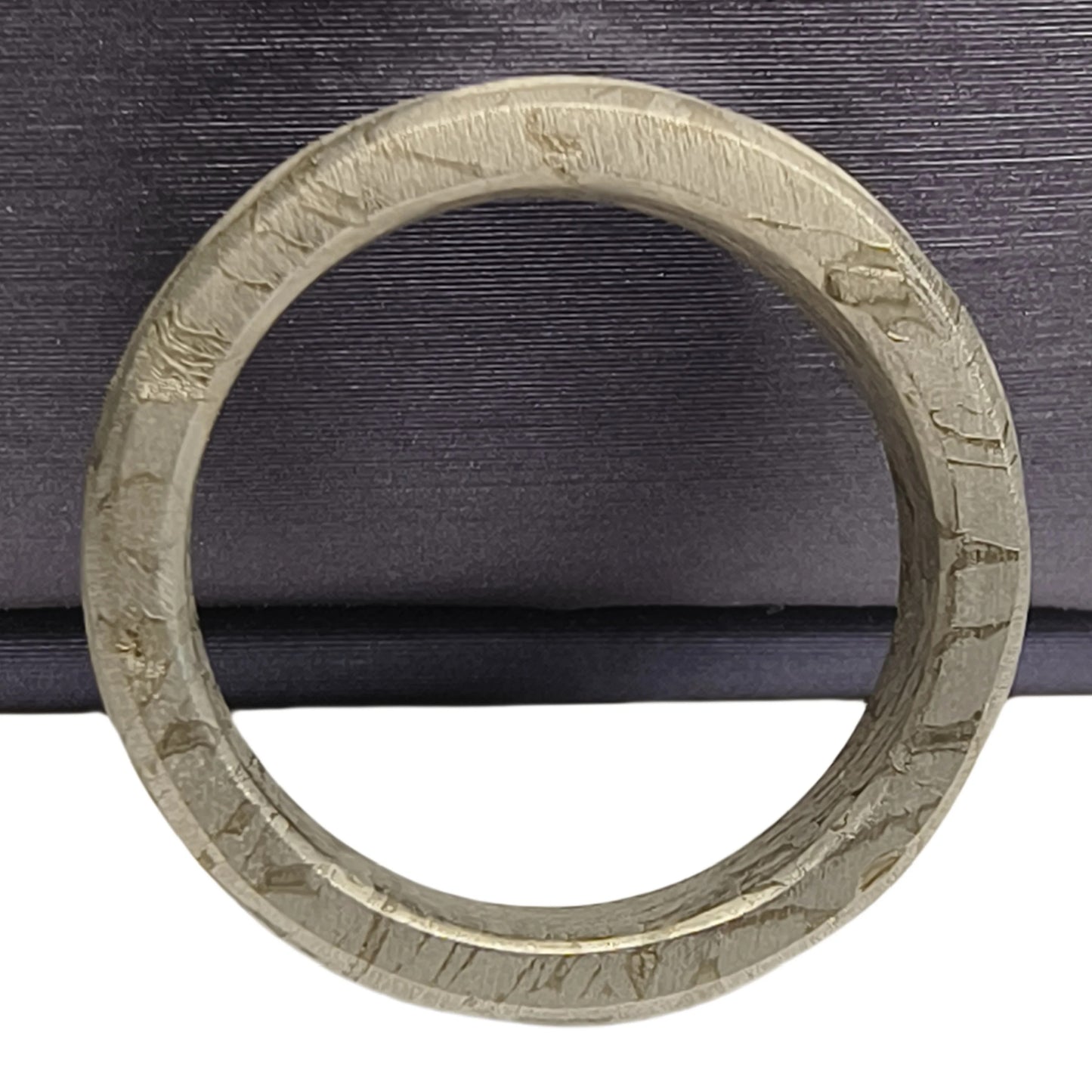 Muonionalusta Meteorite Ring, Natural Iron Meteorite, Handmade Carving Craft Jewelry (S)