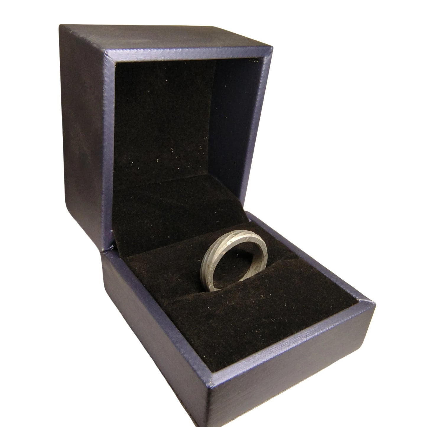 Muonionalusta Meteorite Ring, Natural Iron Meteorite, Handmade Carving Craft Jewelry (S)