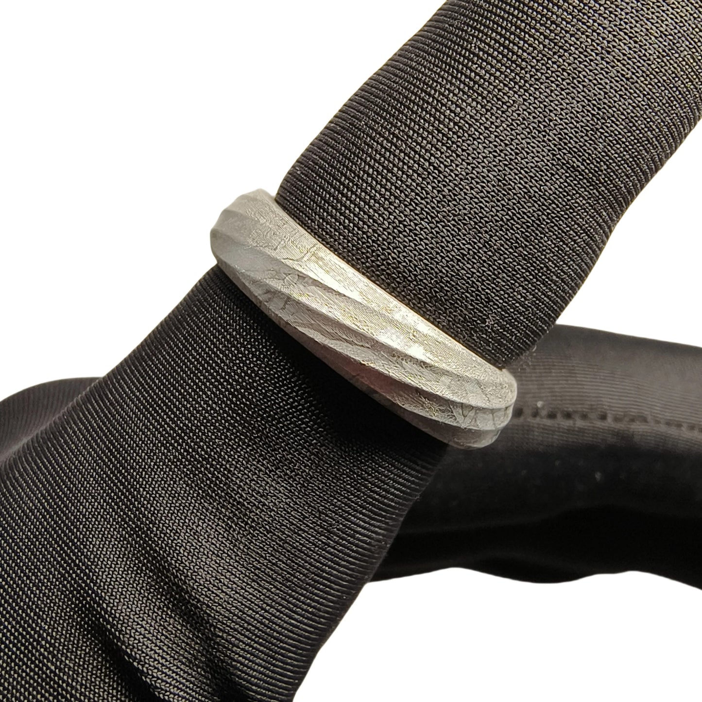 Muonionalusta Meteorite Ring, Natural Iron Meteorite, Handmade Carving Craft Jewelry (S)