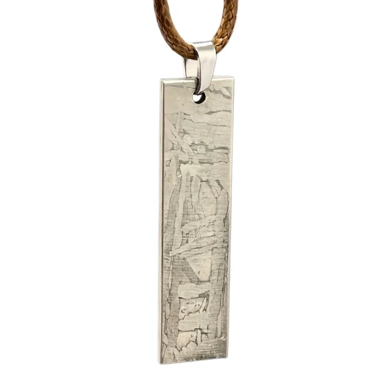 Nickel Plated Muonionalusta Meteorite Bar Pendant,Collector's Grade Cosmic Jewelry LK382