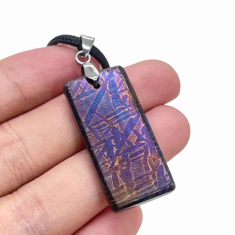 Authentic Muonionalusta Iron Meteorite Heat-Treated Necklace  Fine Meteorite Pendant series LK422