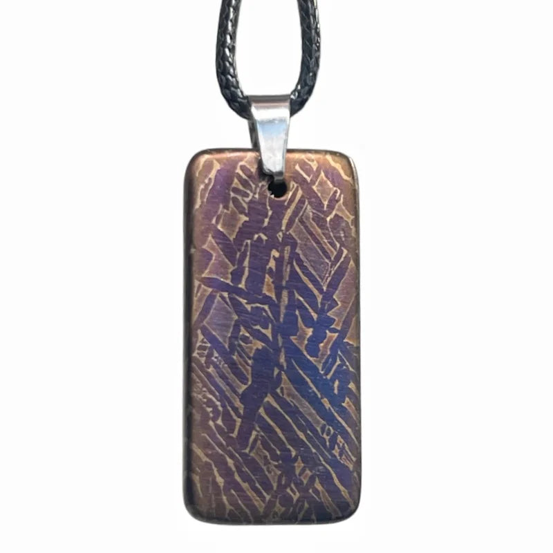 Genuine Muonionalusta Meteorite Rectangular Blued Pendant Outer Space Mineral Necklace Gift Meteorite Collection LK503