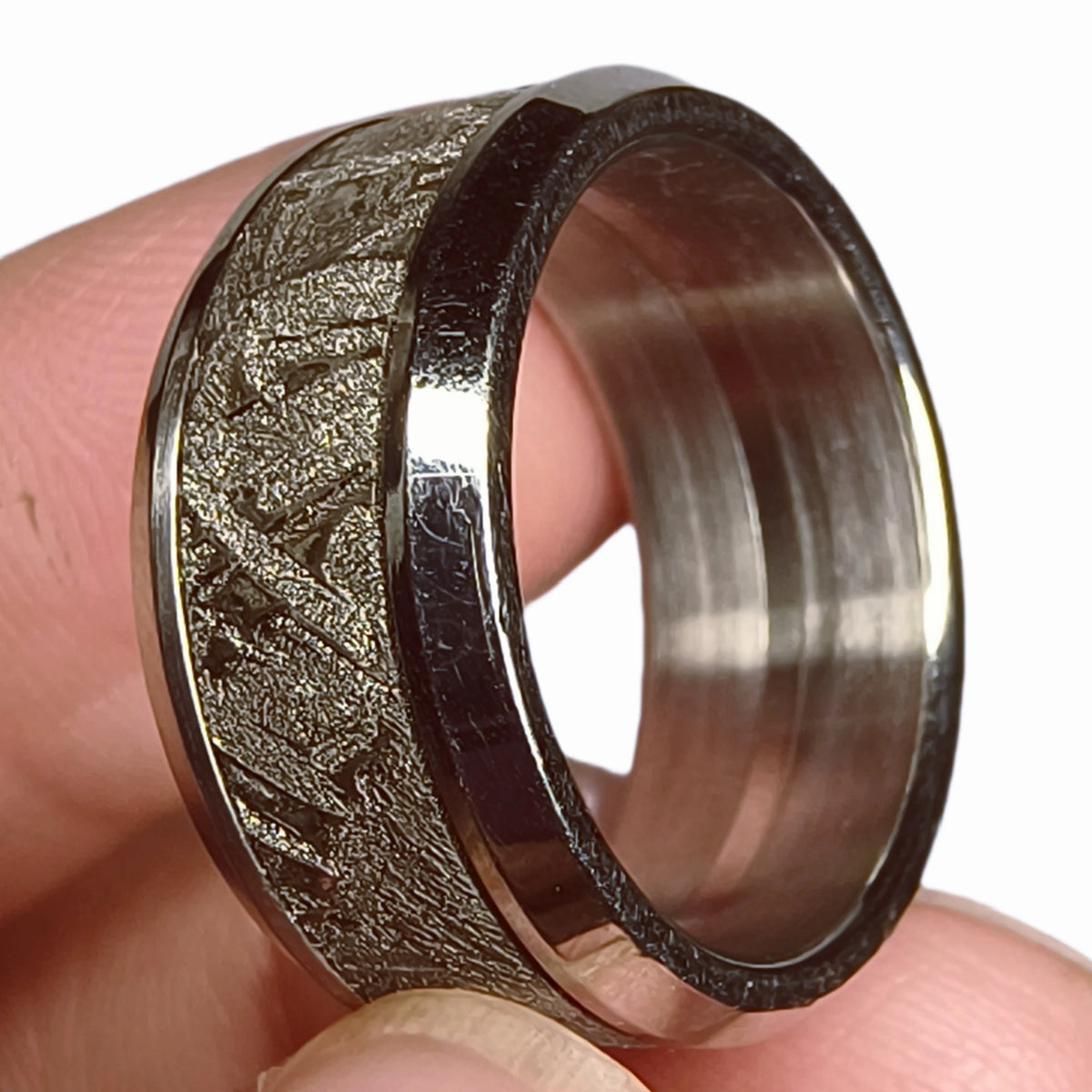 Muonionalusta Meteorite Lovers Ring Natural Iron Meteorite Pendant Handmade Wedding Ring Meteorite Ring-H