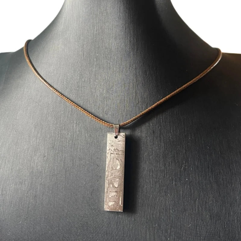 Nickel Plated Muonionalusta Meteorite Bar Pendant,Collector's Grade Cosmic Jewelry LK382