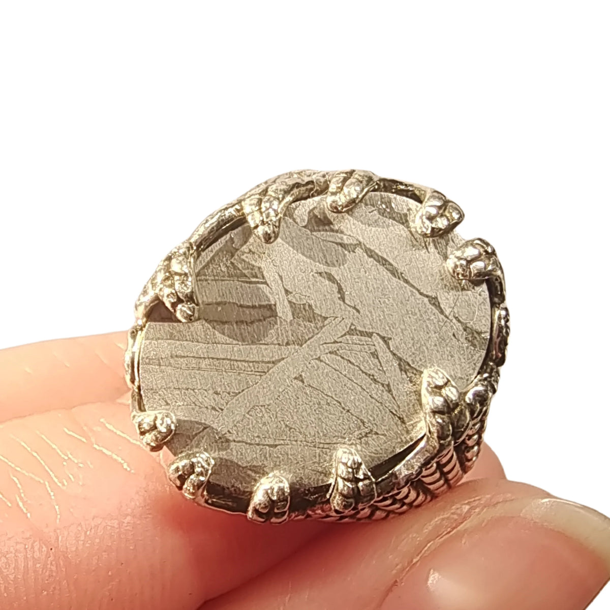 7.6g Muonionalusta meteorite S925 Silver Ring Natural iron meteorite pendant MeteoriteHandmade jewelry Silver Ring --K37