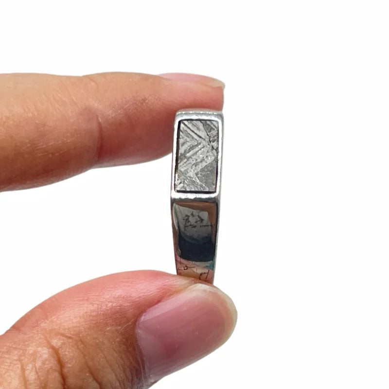4.8g Gibeon meteorite ringnatural iron meteorite ring handmade meteorite bead ring - K43