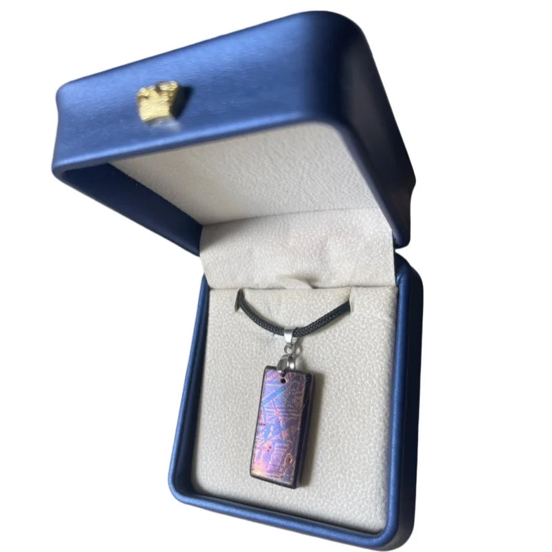 Authentic Muonionalusta Iron Meteorite Heat-Treated Necklace  Fine Meteorite Pendant series LK422