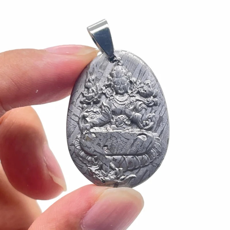 12.2g Muonionalusta Carved Guanyin Meteorite Pendant Natural Iron Meteorite Pendant Supports Customized Collectibles - LK332