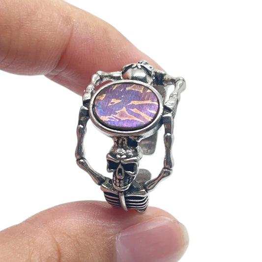 Muonionalusta Meteorite Oval Ring Skeleton Belt Design Fashionable Jewelry Size Adjustable K53