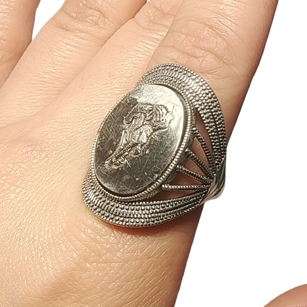 9.8g Muonionalusta meteorite S925 Silver Ring Natural iron meteorite pendant MeteoriteHandmade jewelry Silver Ring --K26