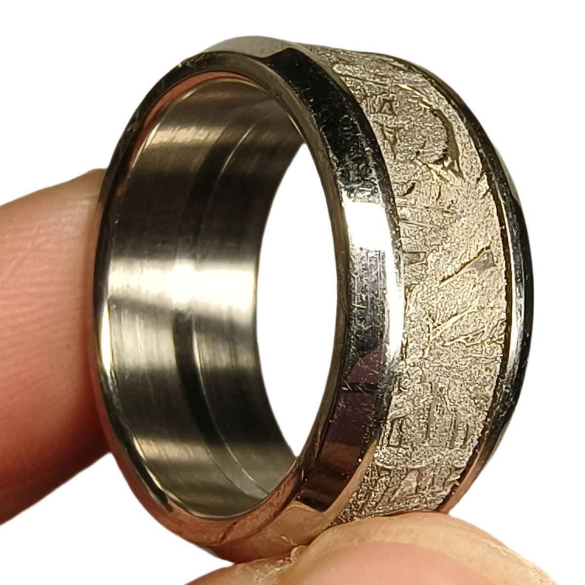 Muonionalusta Meteorite Lovers Ring Natural Iron Meteorite Pendant Handmade Wedding Ring Meteorite Ring-H