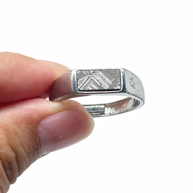 4.8g Gibeon meteorite ringnatural iron meteorite ring handmade meteorite bead ring - K43