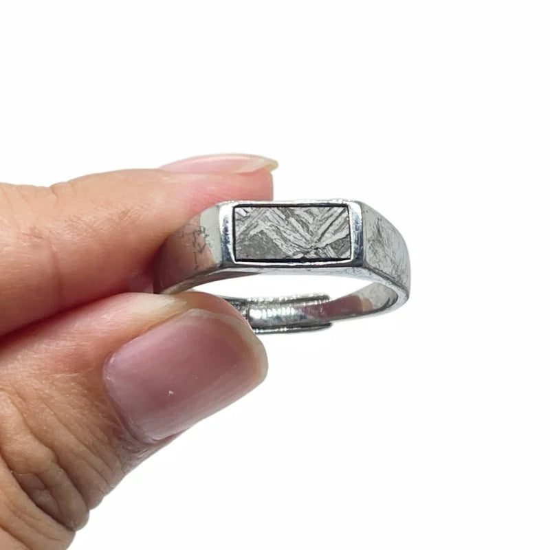 4.8g Gibeon meteorite ringnatural iron meteorite ring handmade meteorite bead ring - K43