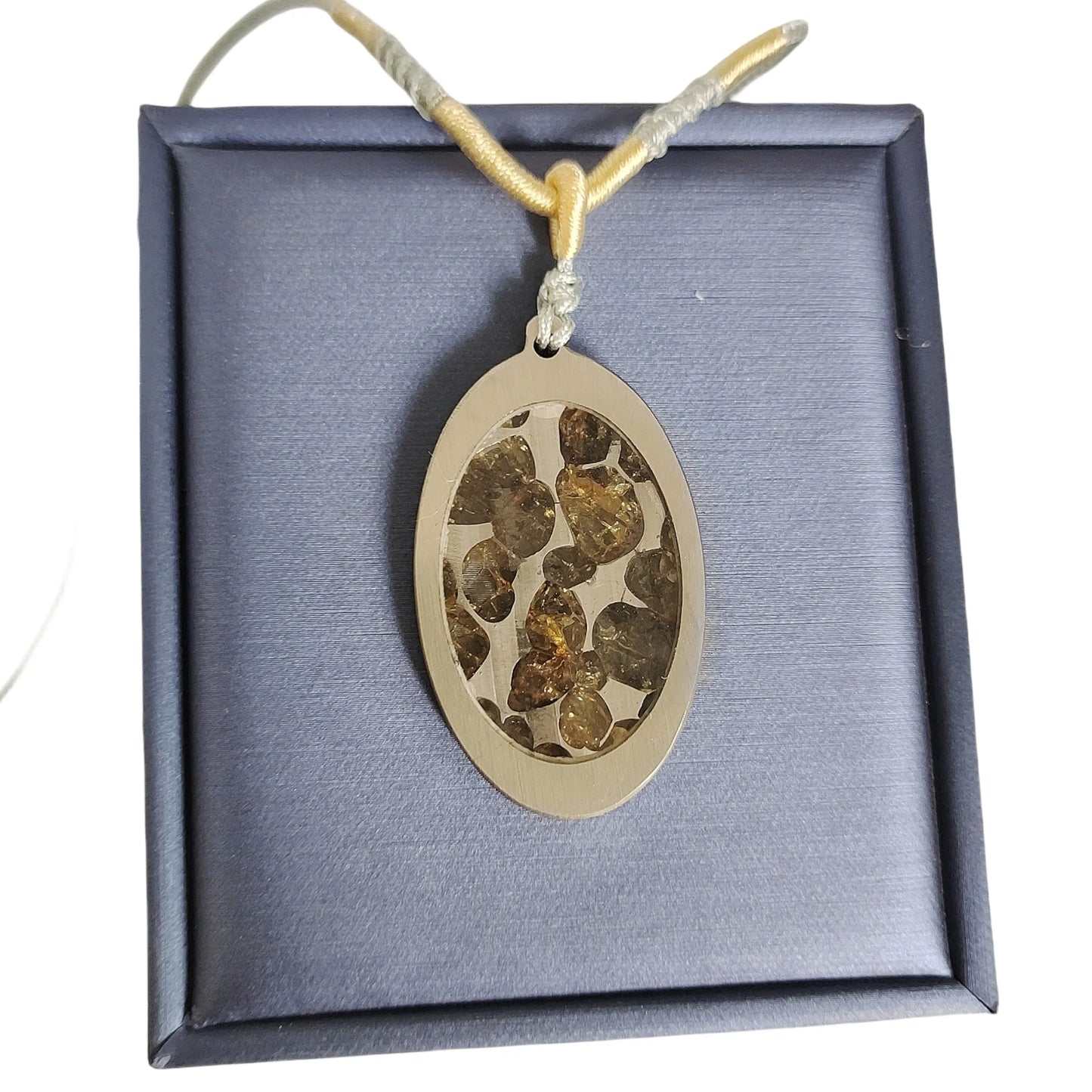 Brenham Meteorite Pendant Natural olive meteorite Titanium Alloy necklace Jewelry material Specimen Titanium Alloy Pendant - LK042
