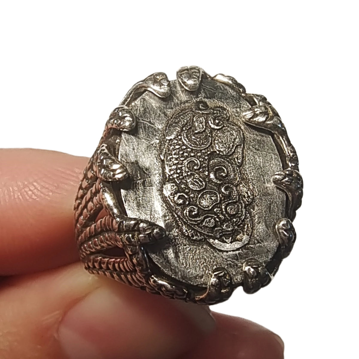 7.2g Muonionalusta meteorite S925 Silver Ring Natural iron meteorite pendant MeteoriteHandmade jewelry Silver Ring --K27