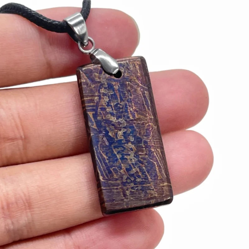 Authentic Muonionalusta Iron Meteorite Heat-Treated Necklace  Fine Meteorite Pendant series LK422