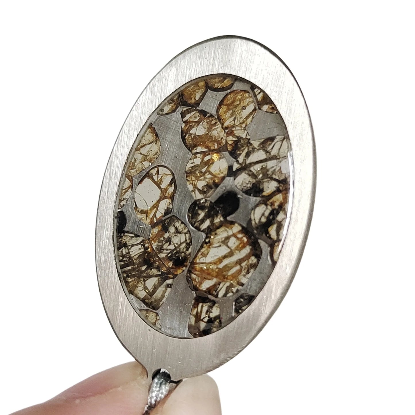 Brenham Meteorite Pendant Natural olive meteorite Titanium Alloy necklace Jewelry material Specimen Titanium Alloy Pendant - LK042