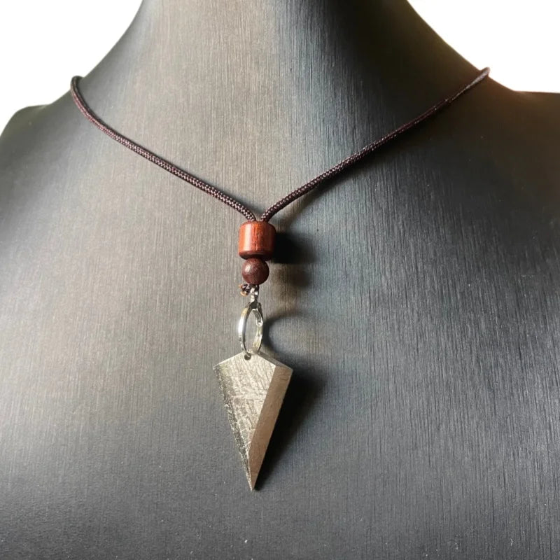 Authentic Muonionalusta Iron Meteorite Necklace  Nickel Coated Arrowhead Fine Meteorite Collection Piece LK460