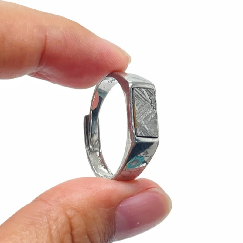 4.8g Gibeon meteorite ringnatural iron meteorite ring handmade meteorite bead ring - K43