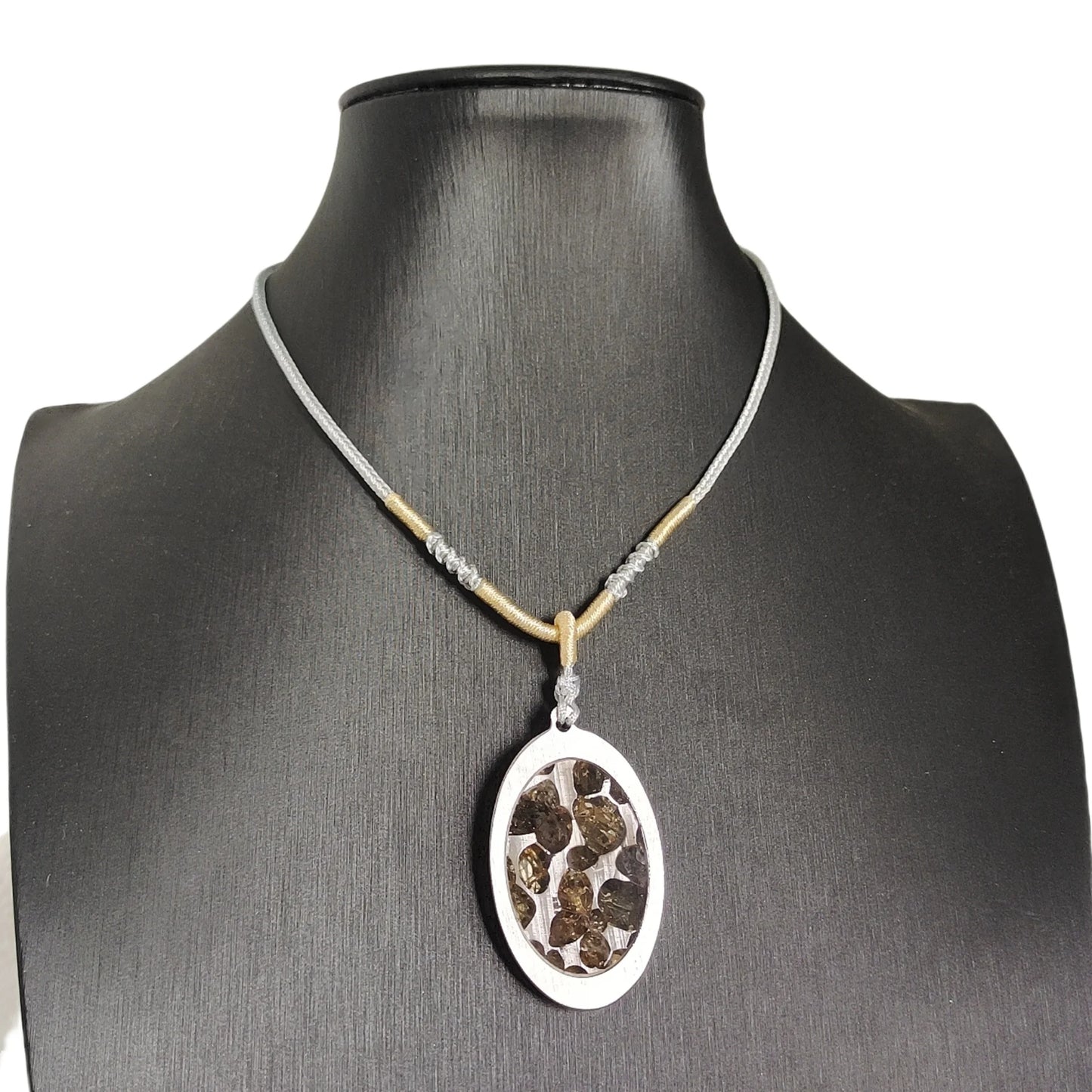 Brenham Meteorite Pendant Natural olive meteorite Titanium Alloy necklace Jewelry material Specimen Titanium Alloy Pendant - LK042