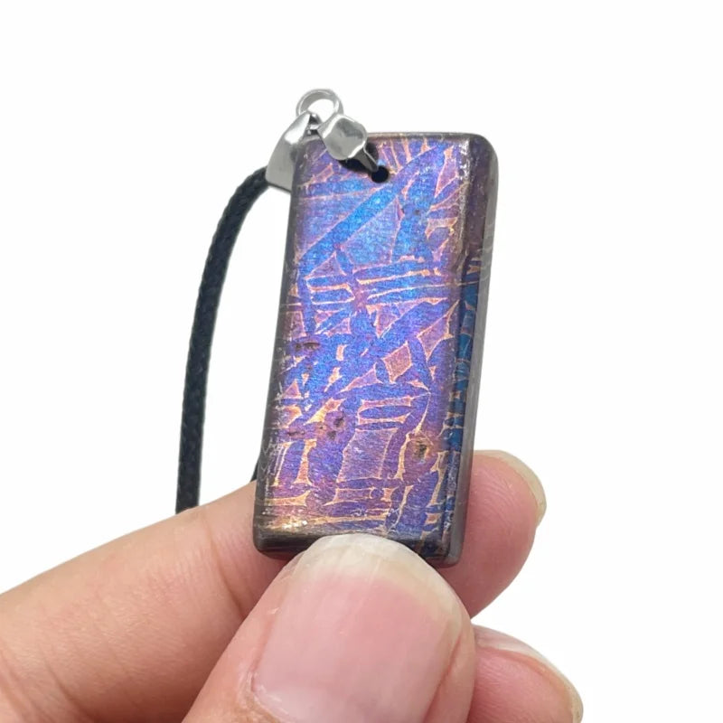 Authentic Muonionalusta Iron Meteorite Heat-Treated Necklace  Fine Meteorite Pendant series LK422