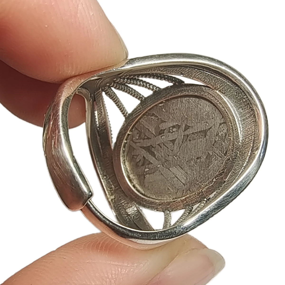 9.8g Muonionalusta meteorite S925 Silver Ring Natural iron meteorite pendant MeteoriteHandmade jewelry Silver Ring --K26