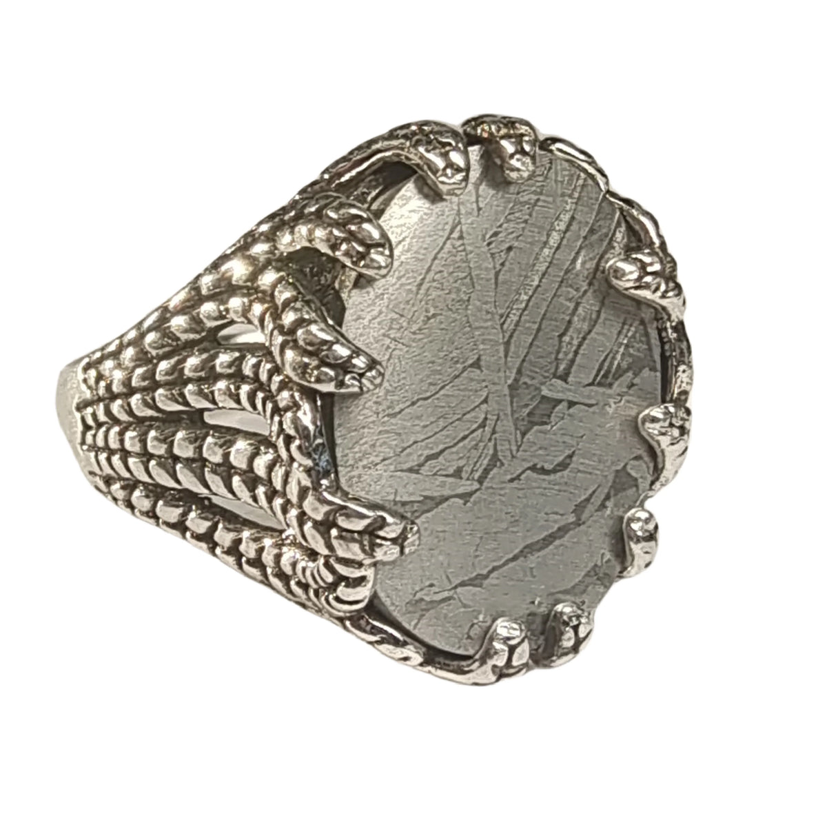7.6g Muonionalusta meteorite S925 Silver Ring Natural iron meteorite pendant MeteoriteHandmade jewelry Silver Ring --K37