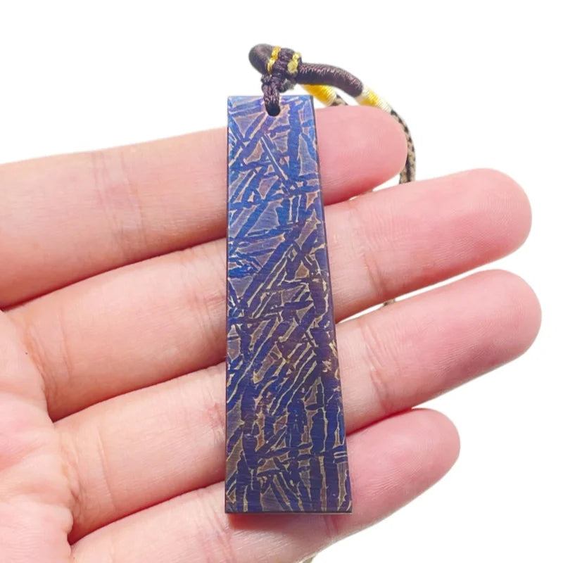 Muonionalusta Meteorite Trapezoid Pendant Necklace Natural  Pattern Cosmic Jewelry Unique Amulet Gift for Men Women LK353