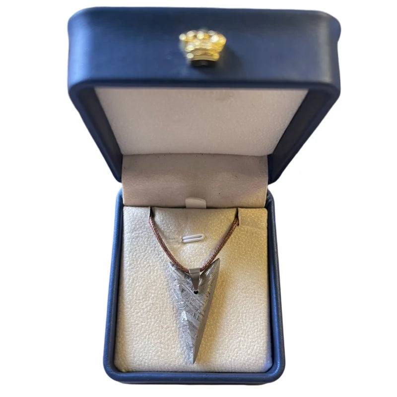 Swedish Original Muonionalusta Meteorite Spearhead Shape Pendant Men Daily Wear Cosmic Jewelry LK469