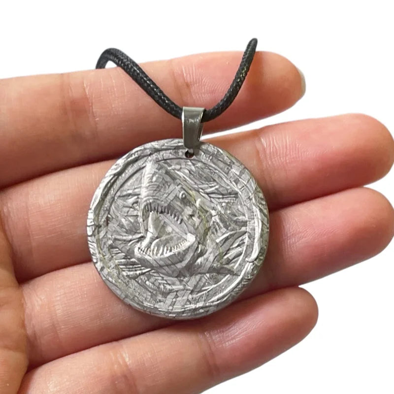 18.2 g Muonionalusta Carving Shark Meteorite Pendant Natural Iron Meteorite Pendant Supports Customized Collectibles - LK321