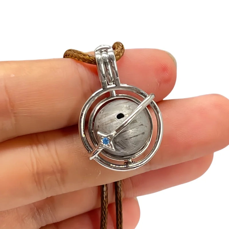 Nickel Plated Muonionalusta Meteorite Planet Pendant — Collector’s Grade Cosmic Jewelry (LK384)