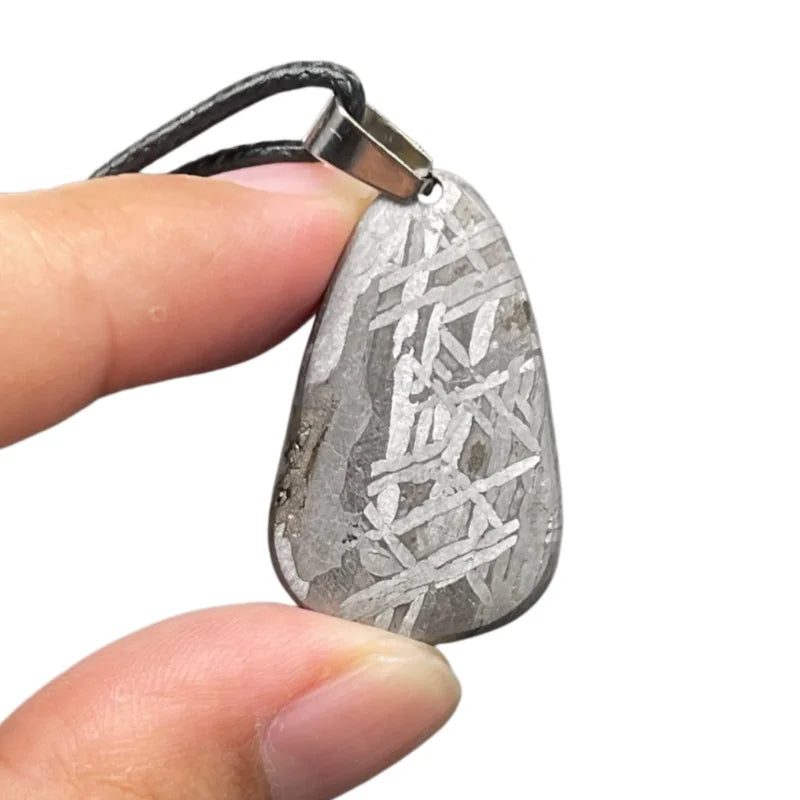 Muonionalusta Genuine Meteorite Pendant Teardrop Shape  Pattern Cosmic Jewelry Gift LK338