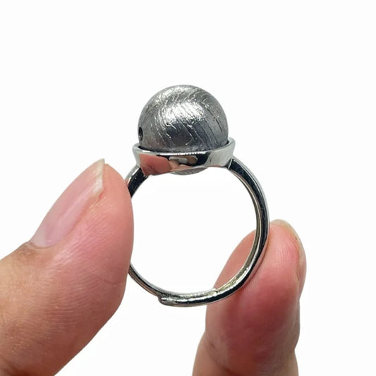 9g Muonionalusta meteorite ring natural iron meteorite pendant handmade meteorite bead ring - K42