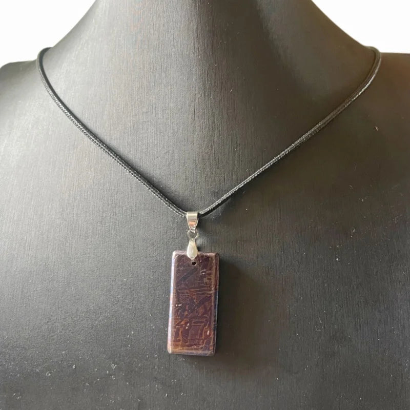 Authentic Muonionalusta Iron Meteorite Heat-Treated Necklace  Fine Meteorite Pendant series LK422