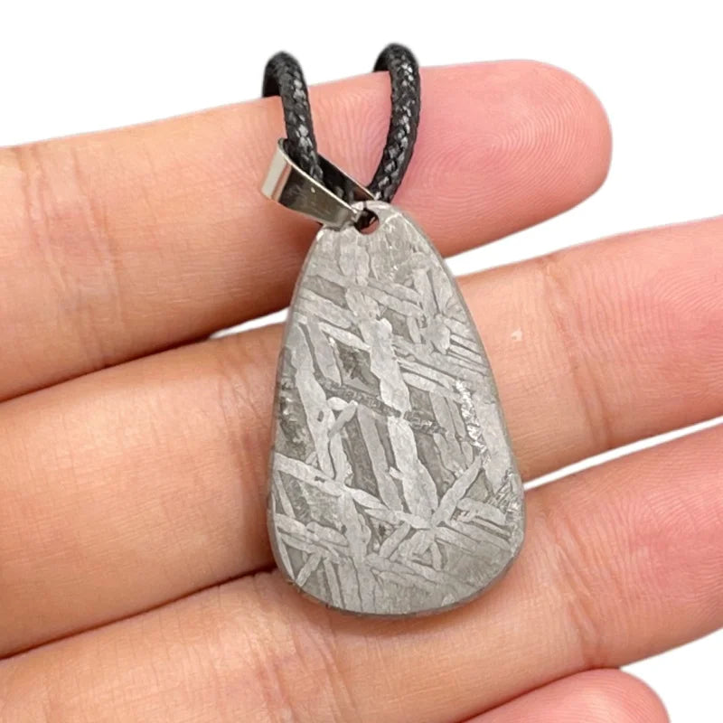 Muonionalusta Genuine Meteorite Pendant Teardrop Shape  Pattern Cosmic Jewelry Gift LK338