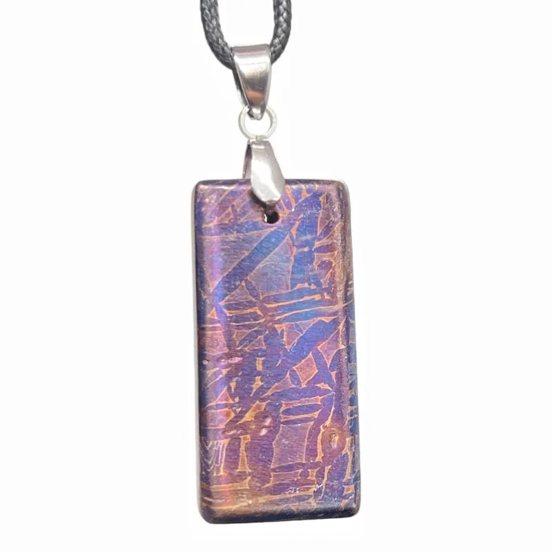 Authentic Muonionalusta Iron Meteorite Heat-Treated Necklace  Fine Meteorite Pendant series LK422