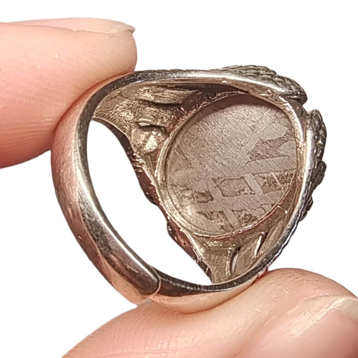 7.2g Muonionalusta meteorite S925 Silver Ring Natural iron meteorite pendant MeteoriteHandmade jewelry Silver Ring --K27