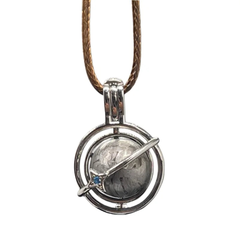 Nickel Plated Muonionalusta Meteorite Planet Pendant — Collector’s Grade Cosmic Jewelry (LK384)