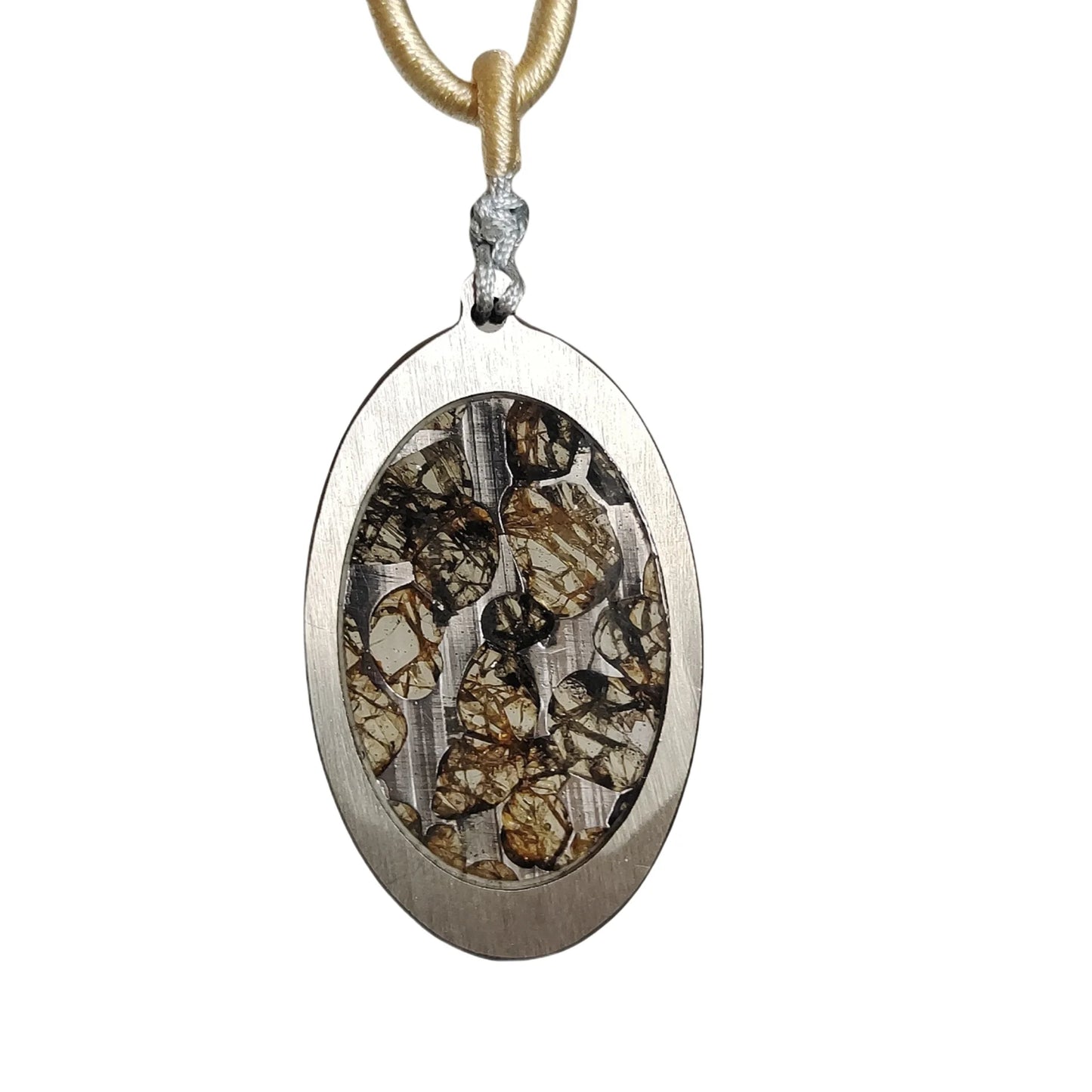 Brenham Meteorite Pendant Natural olive meteorite Titanium Alloy necklace Jewelry material Specimen Titanium Alloy Pendant - LK042