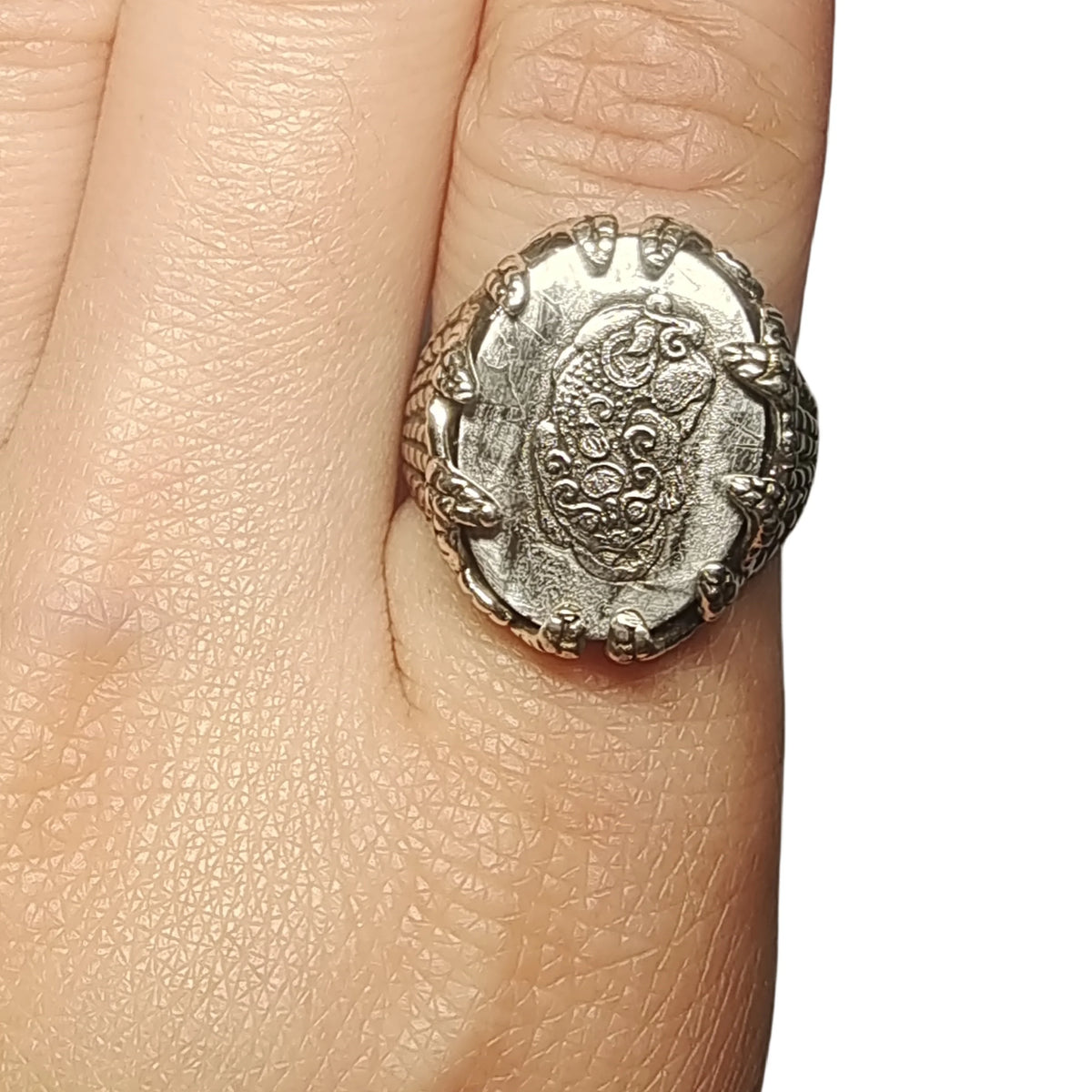 7.2g Muonionalusta meteorite S925 Silver Ring Natural iron meteorite pendant MeteoriteHandmade jewelry Silver Ring --K27