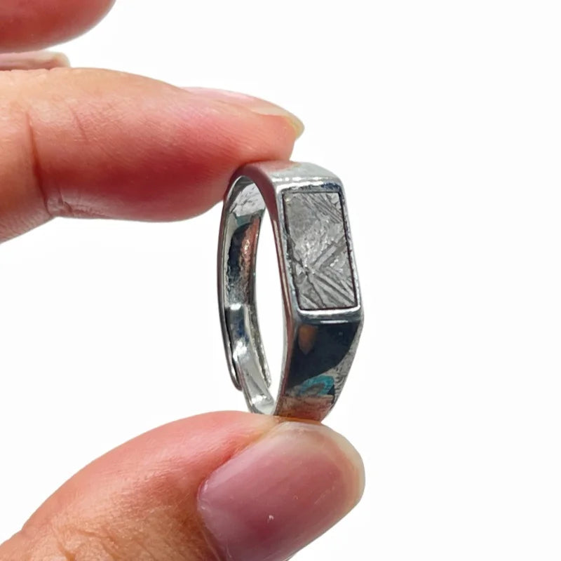 4.8g Gibeon meteorite ringnatural iron meteorite ring handmade meteorite bead ring - K43